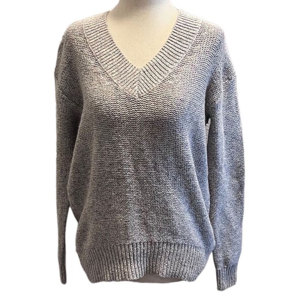 Old Navy Womens XSMALL Gray Multicolor Pullover Sweater Knit V Neck Long Sleeve - Picture 1 of 7